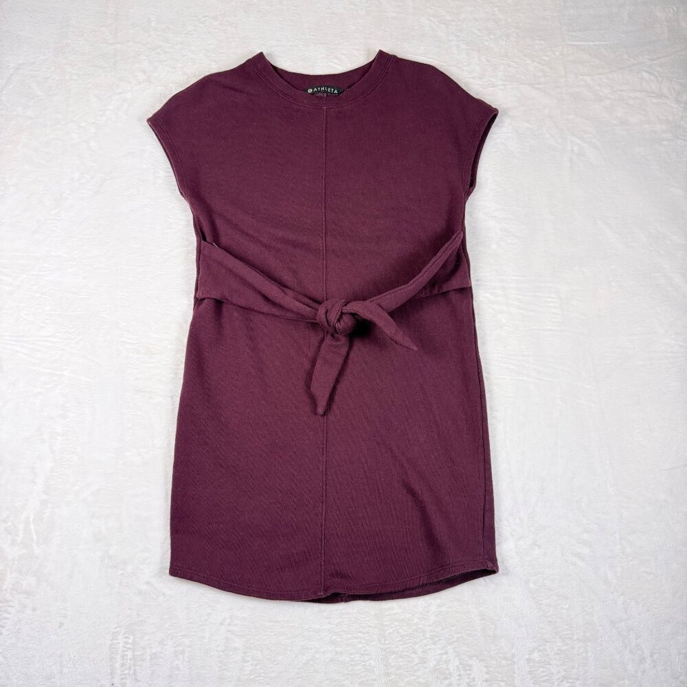 Athleta Embrace Burgundy Sleeveless Tie-Waist Dress Women's XXS‎